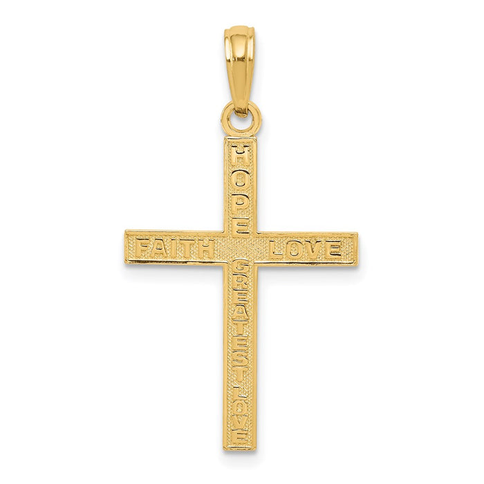 Million Charms 14K Yellow Gold Themed Reversible Relgious Cross Pendant