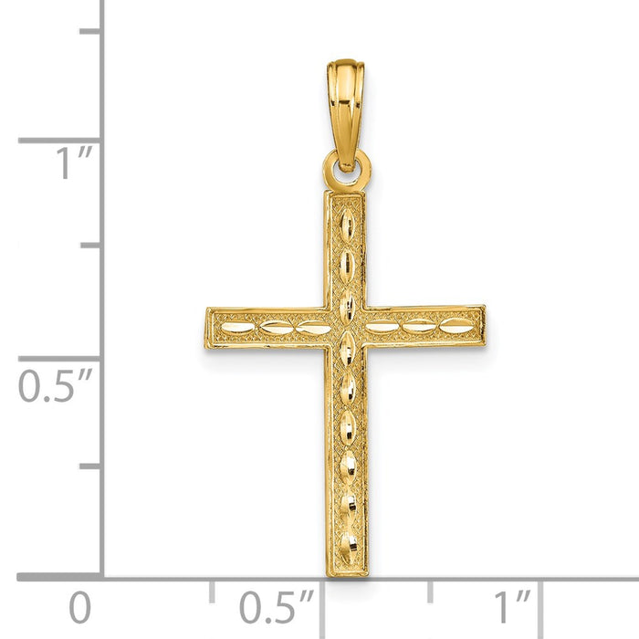 Million Charms 14K Yellow Gold Themed Reversible Relgious Cross Pendant