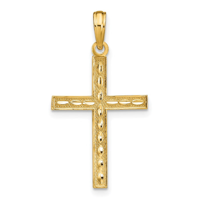 Million Charms 14K Yellow Gold Themed Reversible Relgious Cross Pendant