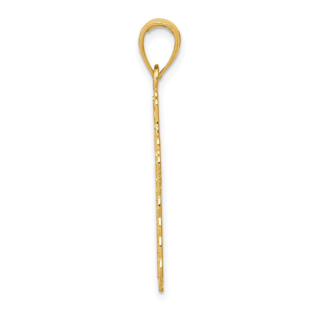 Million Charms 14K Yellow Gold Themed Lace Trim Relgious Cross Pendant