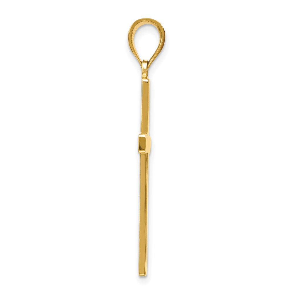 Million Charms 14K Yellow Gold Themed Stick Relgious Cross Pendant