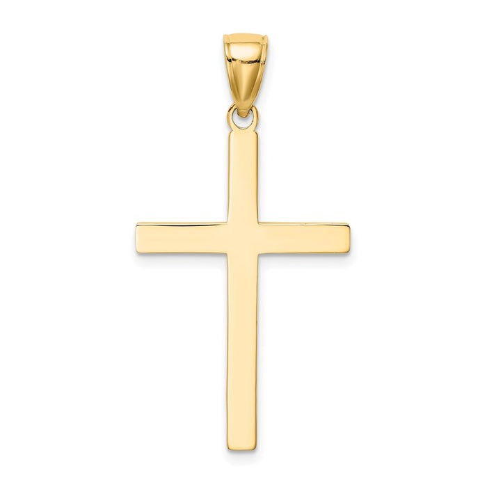 Million Charms 14K Yellow Gold Themed Stick Relgious Cross Pendant