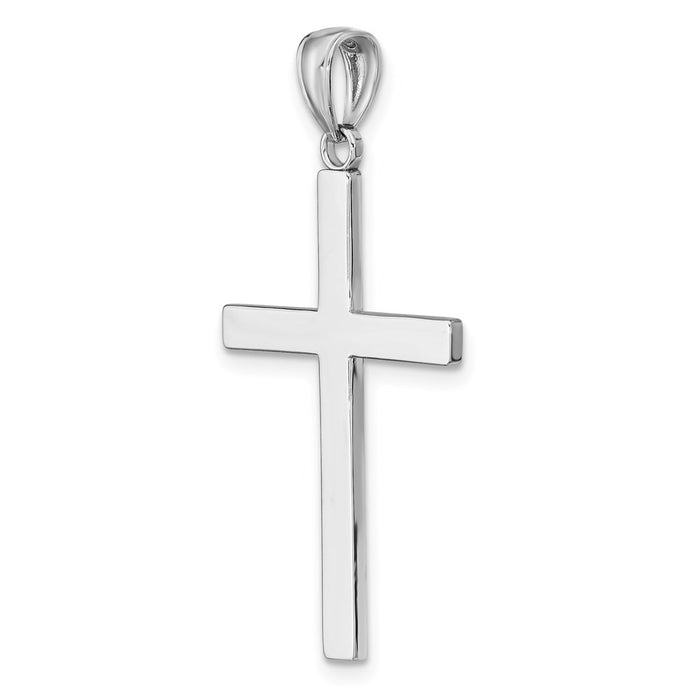 Million Charms 14K White Gold Themed 3-D Polished Stick Relgious Cross Charm