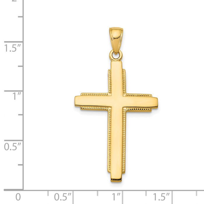 Million Charms 14K Yellow Gold Themed Solid Relgious Cross Pendant