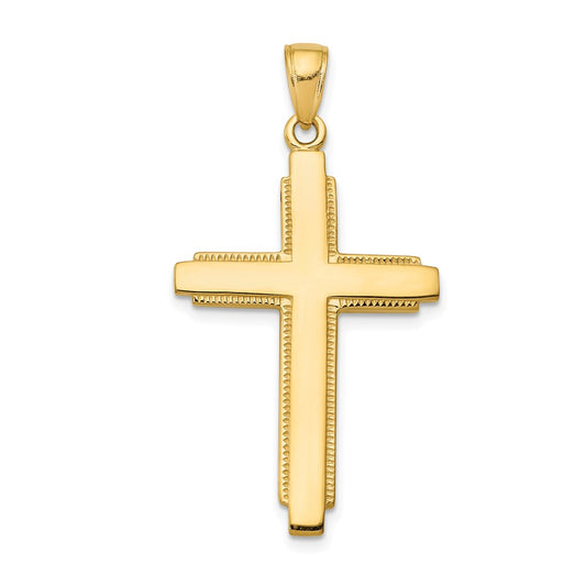 Million Charms 14K Yellow Gold Themed Solid Relgious Cross Pendant