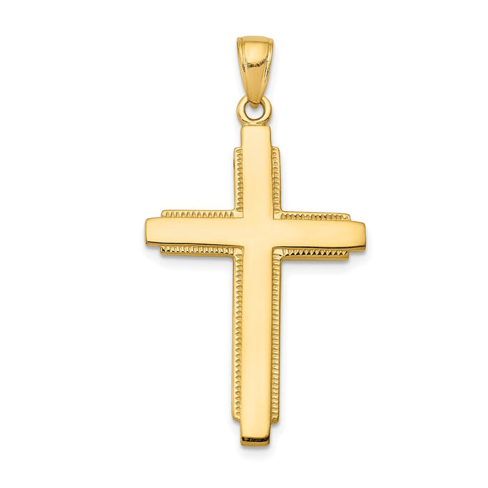 Million Charms 14K Yellow Gold Themed Solid Relgious Cross Pendant