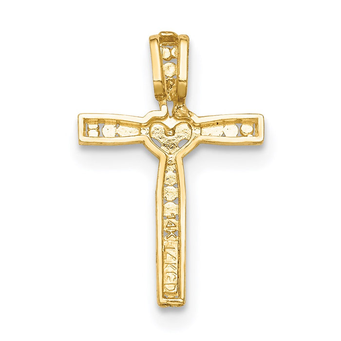 Million Charms 14K Yellow Gold Themed With Rhodium-plated Relgious Cross Pendant