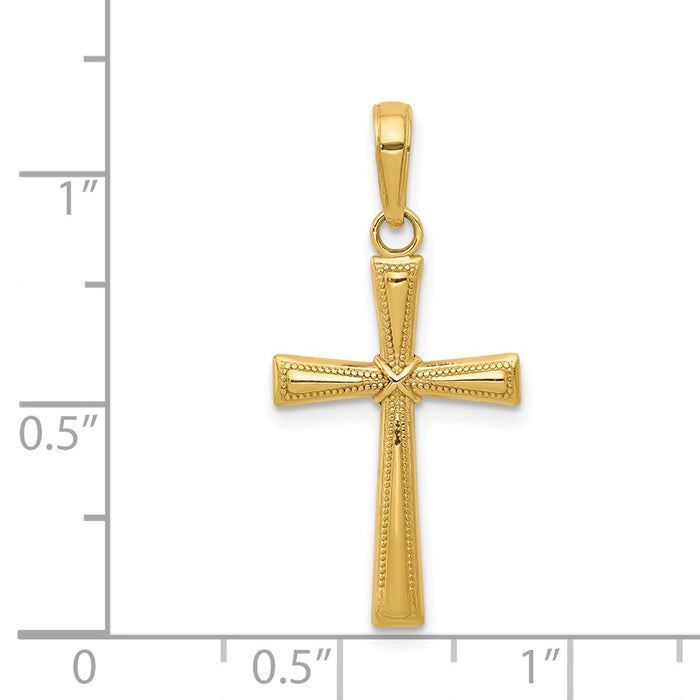 Million Charms 14K Yellow Gold Themed Diamond-Cut X Relgious Cross Pendant