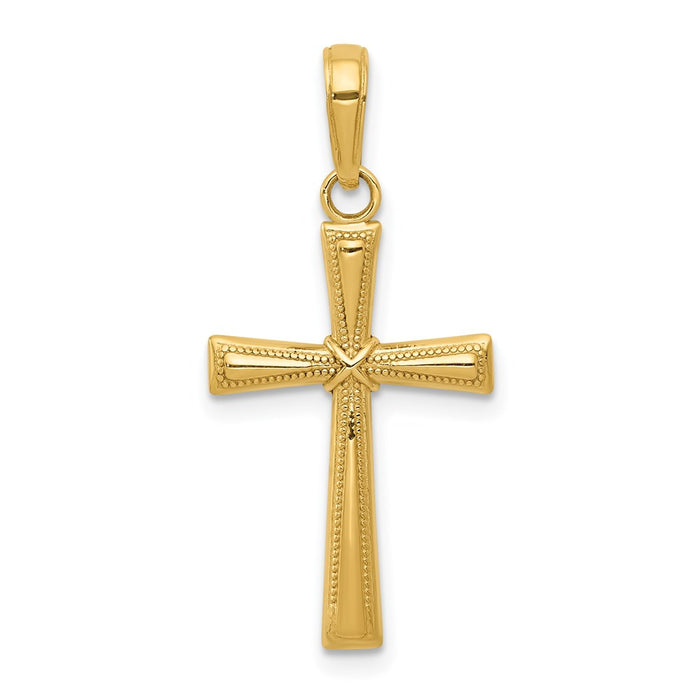 Million Charms 14K Yellow Gold Themed Diamond-Cut X Relgious Cross Pendant