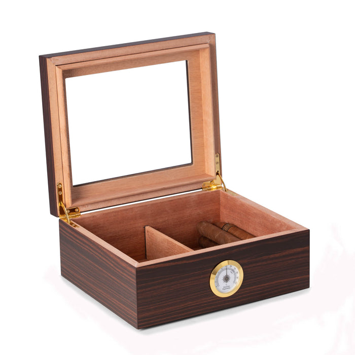 Occasion Gallery Brown Color Cedar lined 50 cigar humidor 10.25 L x 8.75 W x 4.5 H in.