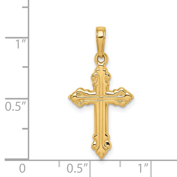 Million Charms 14K Yellow Gold Themed Relgious Cross Pendant