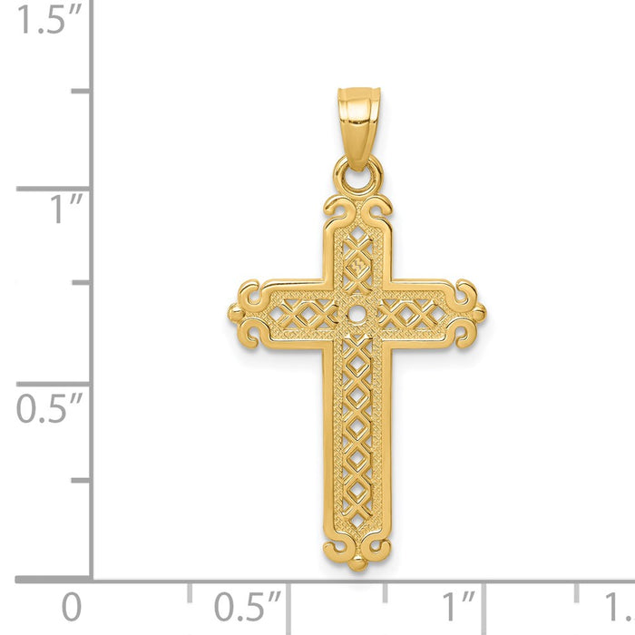 Million Charms 14K Yellow Gold Themed Relgious Cross Pendant