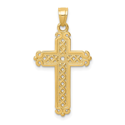 Million Charms 14K Yellow Gold Themed Relgious Cross Pendant