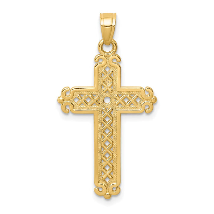 Million Charms 14K Yellow Gold Themed Relgious Cross Pendant