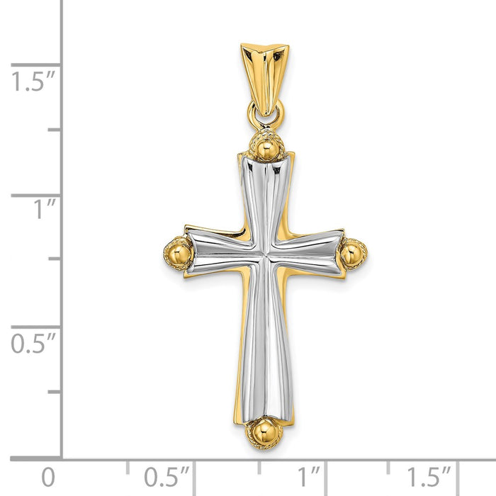 Million Charms 14K Two-Tone Solid Fashion Relgious Cross Charm