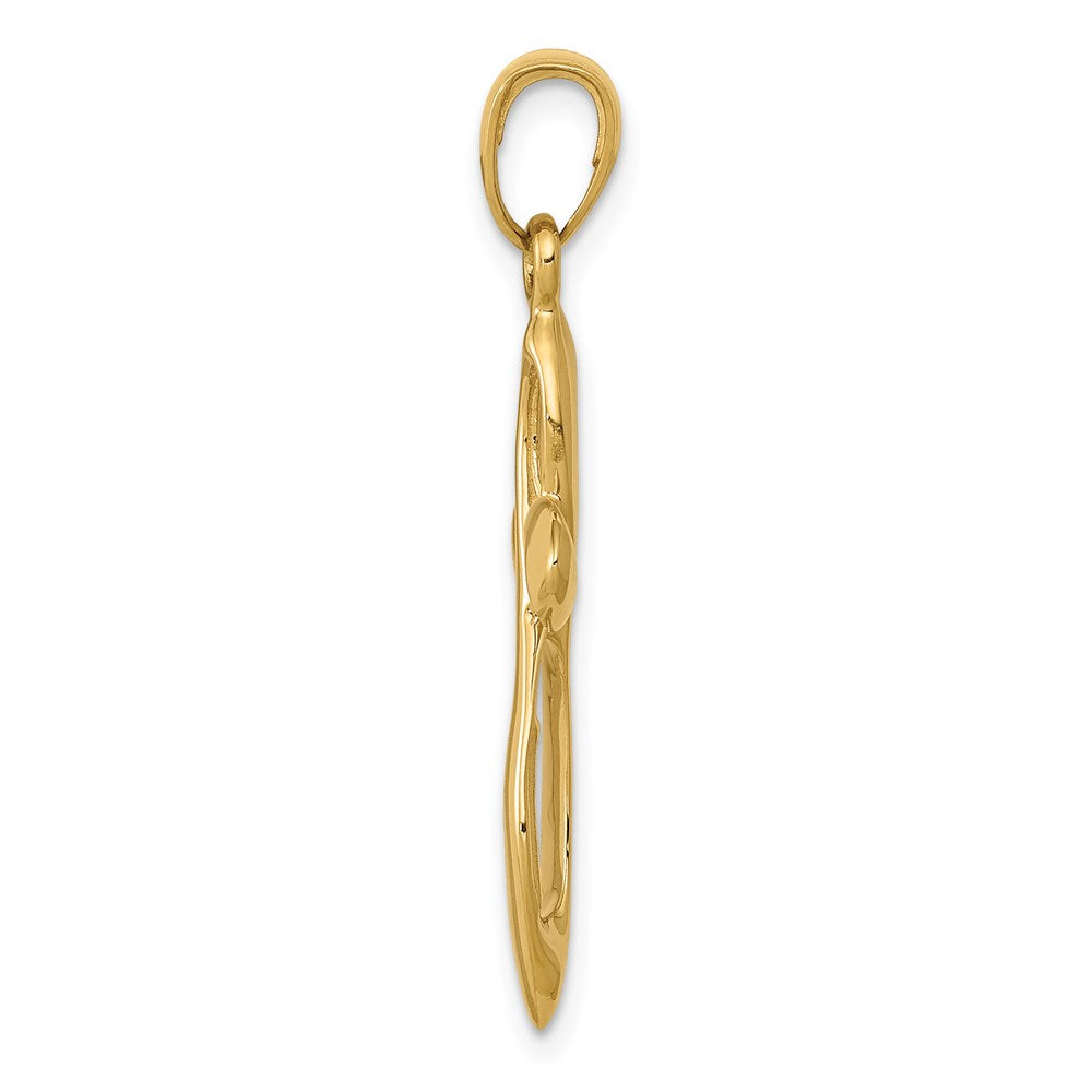 Million Charms 14K Yellow Gold Themed Polished With Satin Figure 8 Relgious Cross Pendant