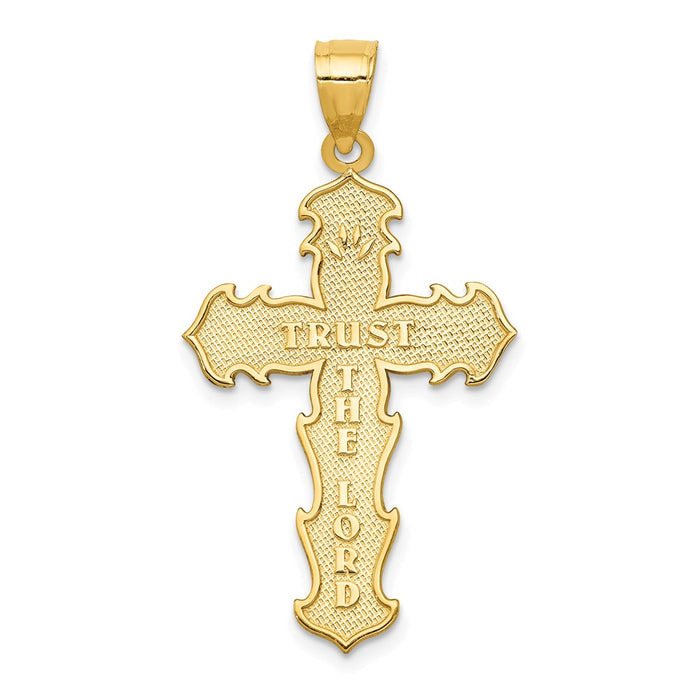 Million Charms 14K Yellow Gold Themed Passion Relgious Cross Pendant