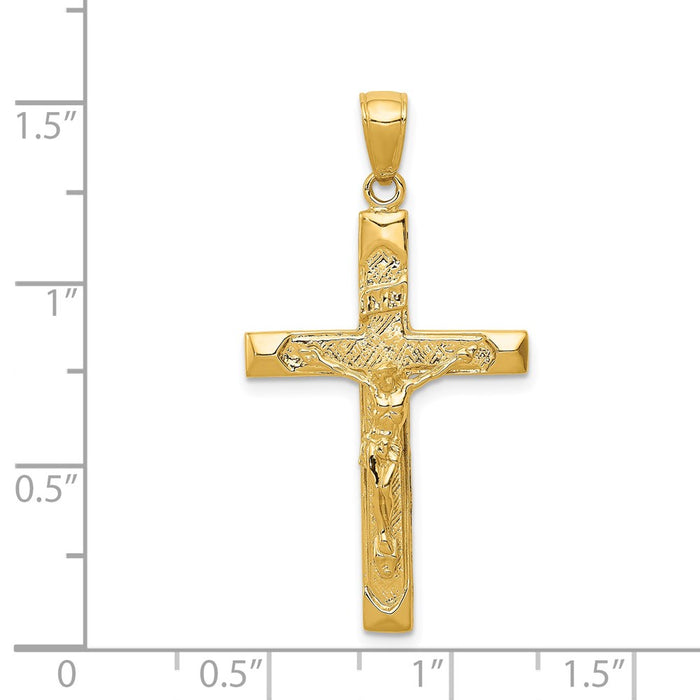 Million Charms 14K Yellow Gold Themed Relgious Crucifix Pendant