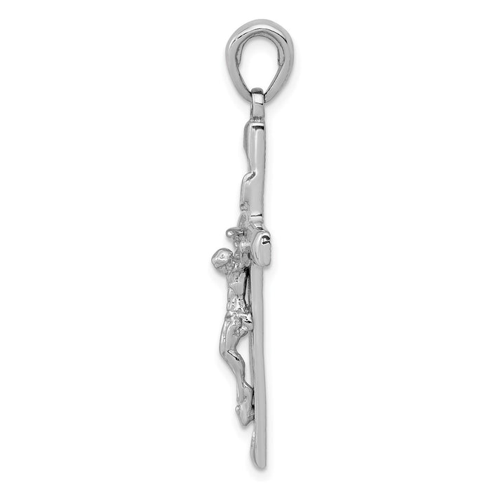 Million Charms 14K White Gold Themed Relgious Crucifix Pendant