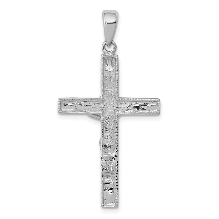 Million Charms 14K White Gold Themed Relgious Crucifix Pendant