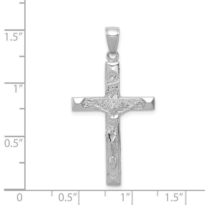 Million Charms 14K White Gold Themed Relgious Crucifix Pendant