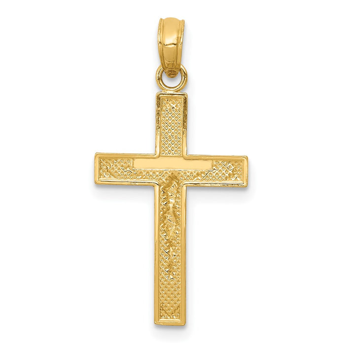 Million Charms 14K Yellow Gold Themed Beveled Tipped Relgious Crucifix Pendant