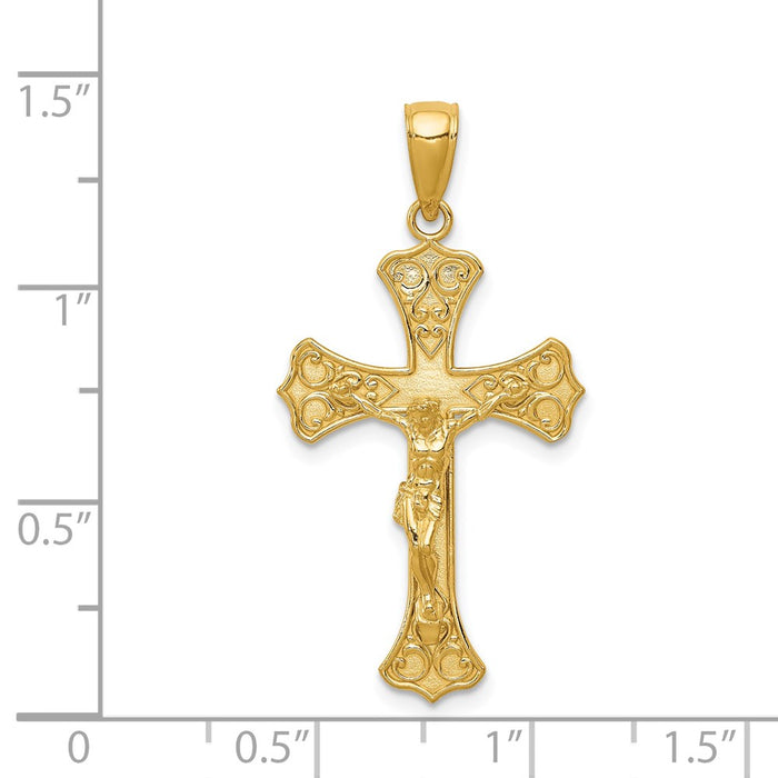 Million Charms 14K Yellow Gold Themed Relgious Crucifix Pendant