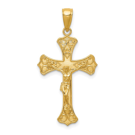 Million Charms 14K Yellow Gold Themed Relgious Crucifix Pendant