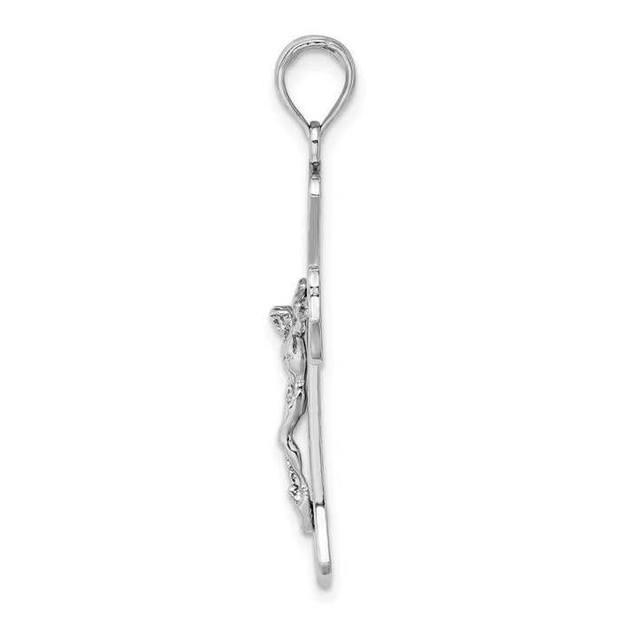 Million Charms 14K White Gold Themed Relgious Crucifix Pendant