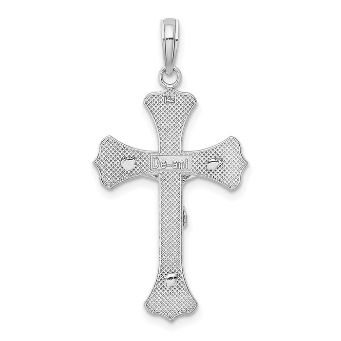 Million Charms 14K White Gold Themed Relgious Crucifix Pendant