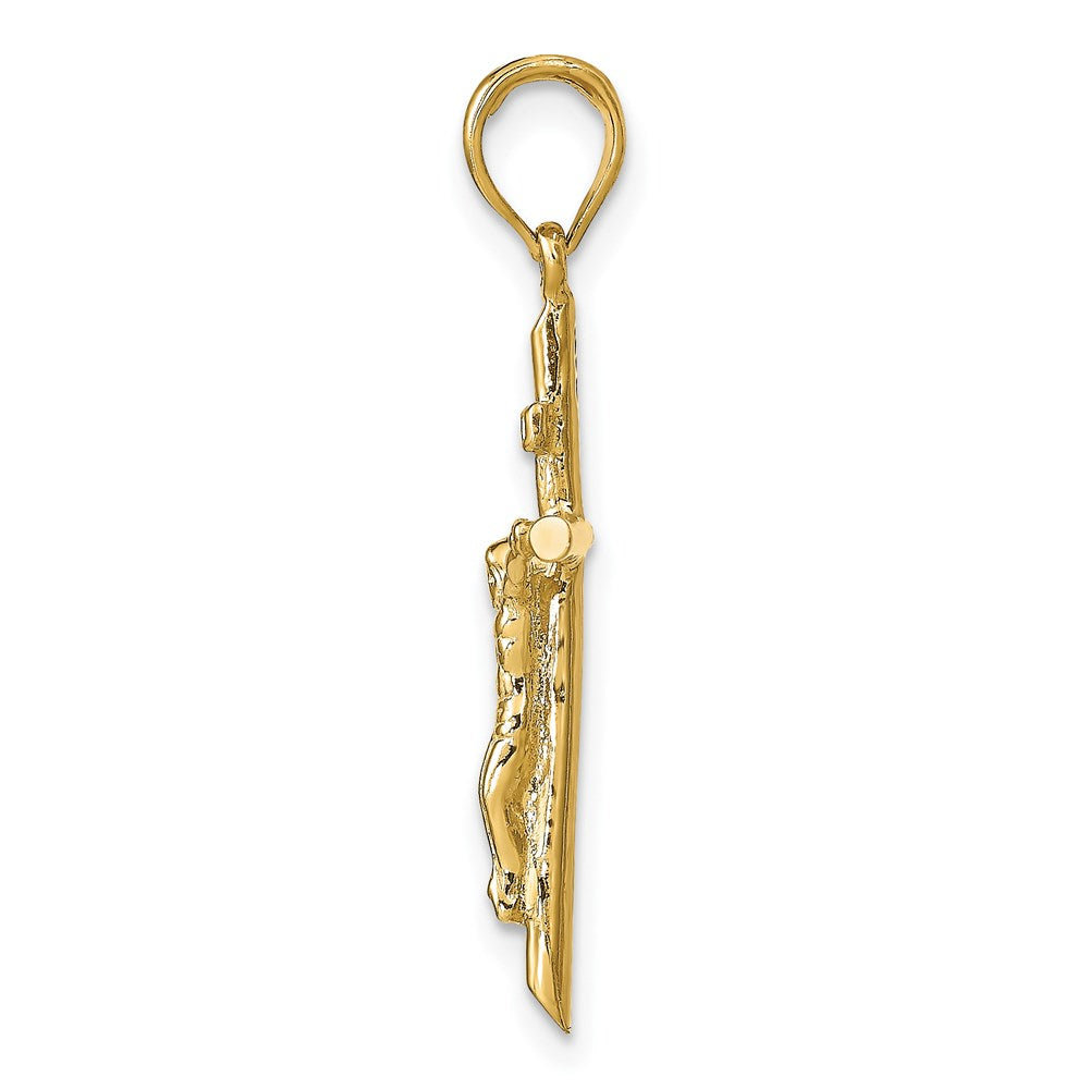 Million Charms 14K Yellow Gold Themed Stick Style Relgious Crucifix Pendant