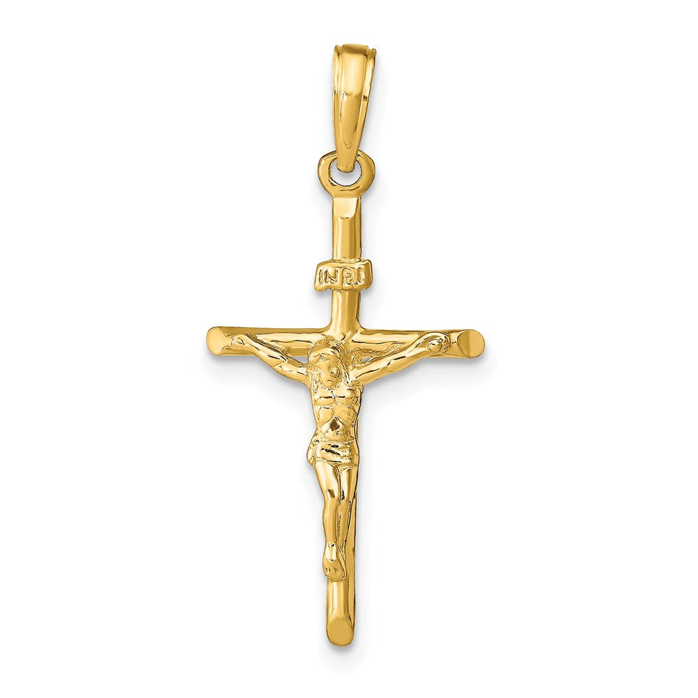 Million Charms 14K Yellow Gold Themed Stick Style Relgious Crucifix Pendant