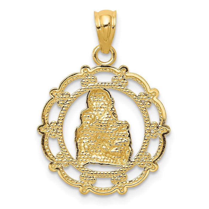 Million Charms 14K Yellow Gold Themed With Rhodium-plated Mother Holding Baby Pendant