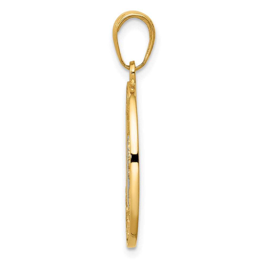 Million Charms 14K Yellow Gold Themed With Rhodium-plated Reversible With Prayer Guardian Angel Pendant