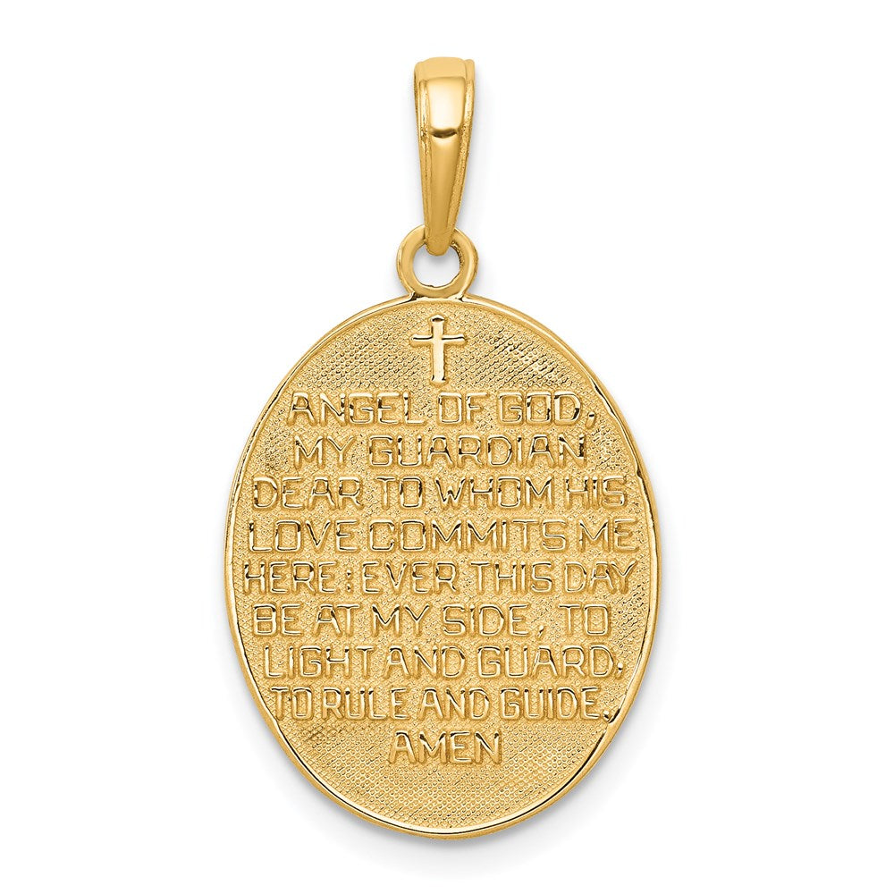 Million Charms 14K Yellow Gold Themed With Rhodium-plated Reversible With Prayer Guardian Angel Pendant