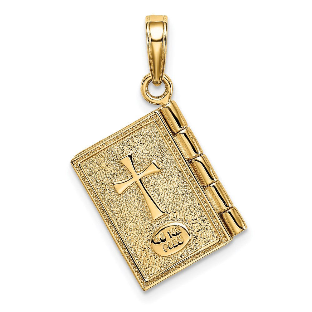 Million Charms 14K Yellow Gold Themed 3-D Moveable Pages Serenity Prayer Book Pendant