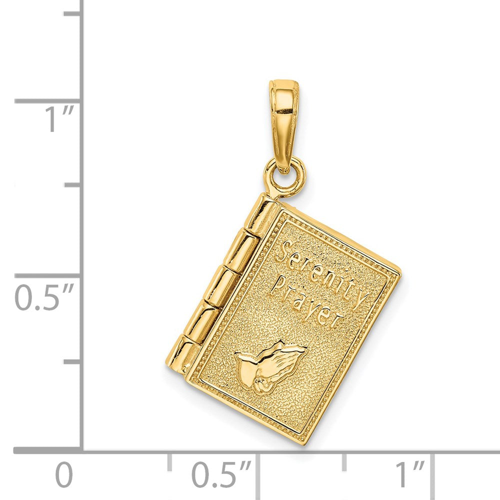 Million Charms 14K Yellow Gold Themed 3-D Moveable Pages Serenity Prayer Book Pendant