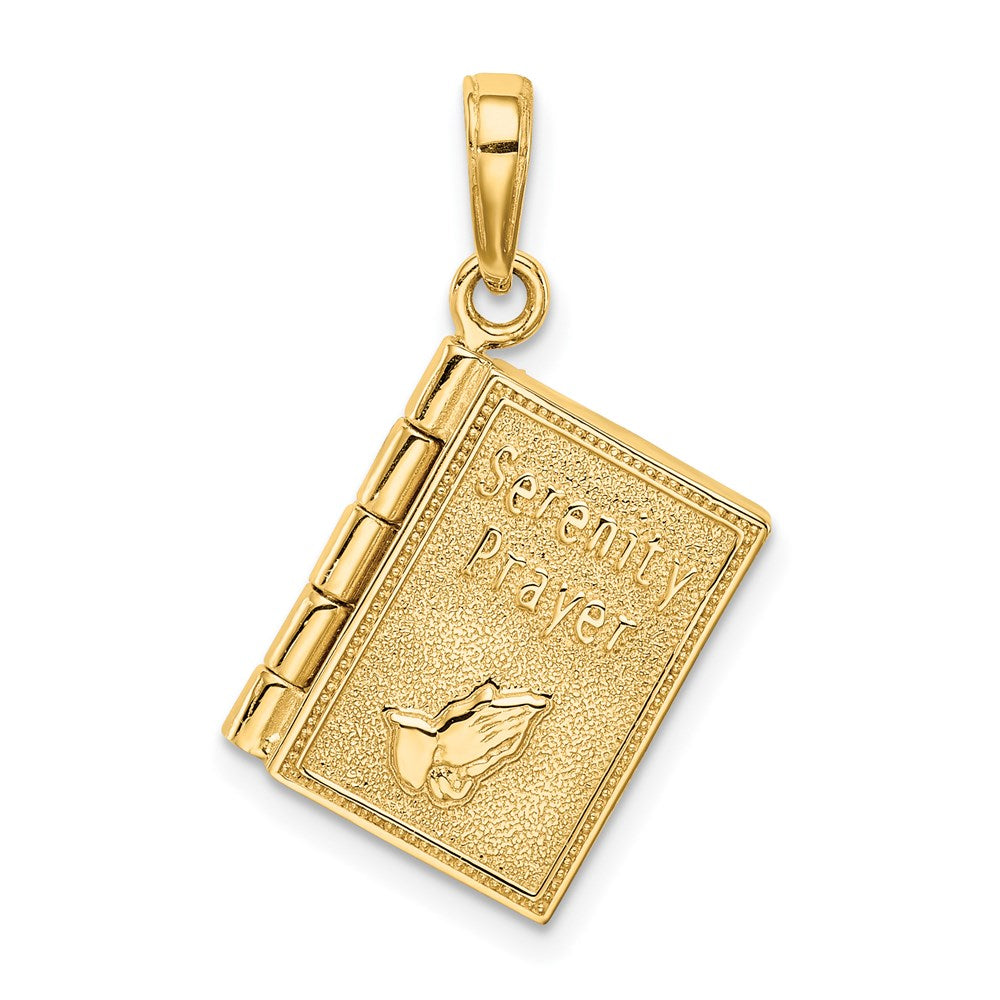 Million Charms 14K Yellow Gold Themed 3-D Moveable Pages Serenity Prayer Book Pendant
