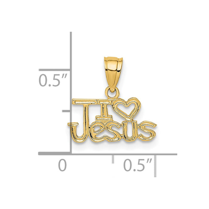 Million Charms 14K Yellow Gold Themed I Heart Jesus Pendant