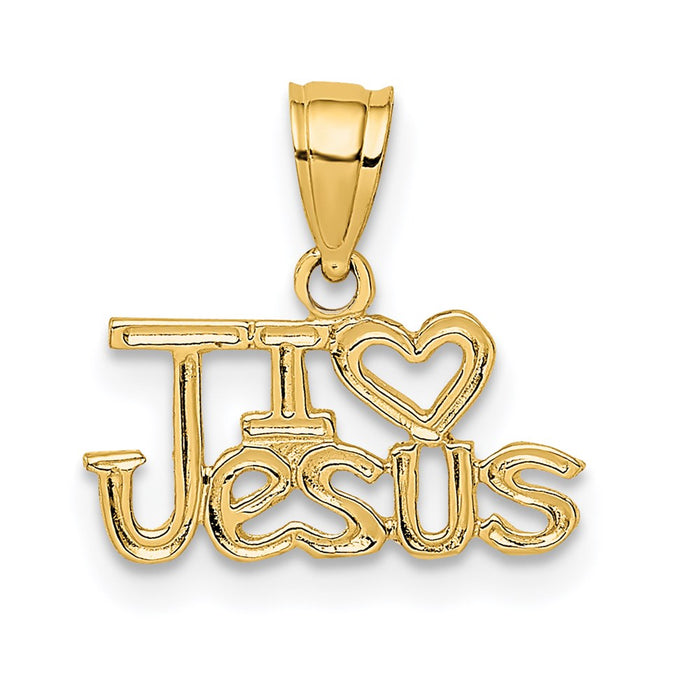 Million Charms 14K Yellow Gold Themed I Heart Jesus Pendant