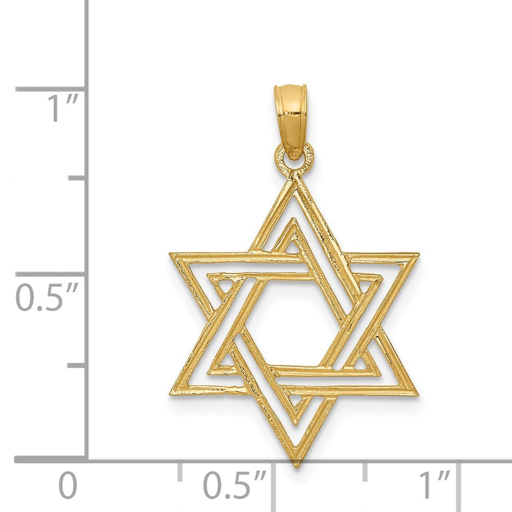 Million Charms 14K Yellow Gold Themed Religious Jewish Star Of David Pendant