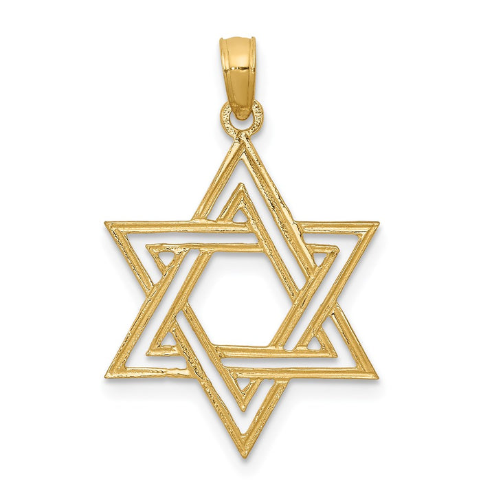 Million Charms 14K Yellow Gold Themed Religious Jewish Star Of David Pendant