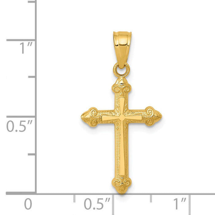 Million Charms 14K Yellow Gold Themed Passion Relgious Cross Pendant