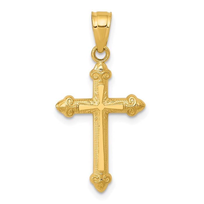 Million Charms 14K Yellow Gold Themed Passion Relgious Cross Pendant