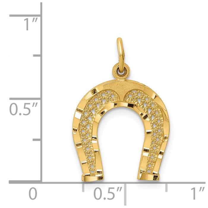 Million Charms 14K Yellow Gold Themed Horseshoe Charm