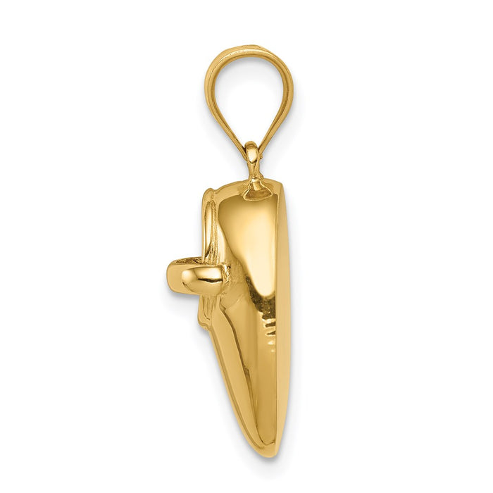 Million Charms 14K Yellow Gold Themed Polished 3D Baby Shoe Pendant