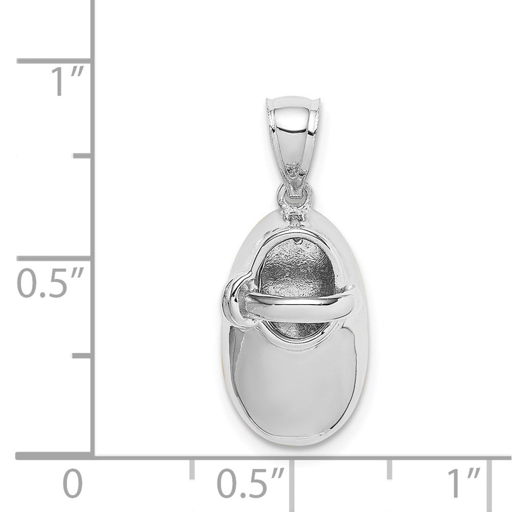 Million Charms 14K White Polished 3D Baby Shoe Pendant