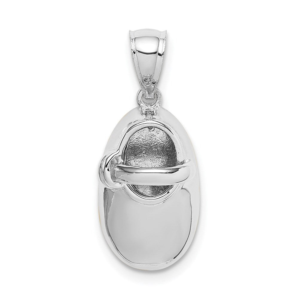 Million Charms 14K White Polished 3D Baby Shoe Pendant