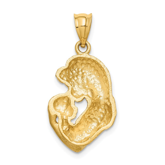 Million Charms 14K Yellow Gold Themed Brushed & Diamond-Cut Mom/Baby Pendant