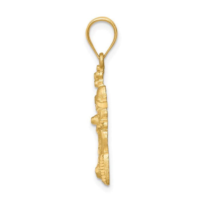 Million Charms 14K Yellow Gold Themed Brushed & Diamond-Cut Clown Pendant